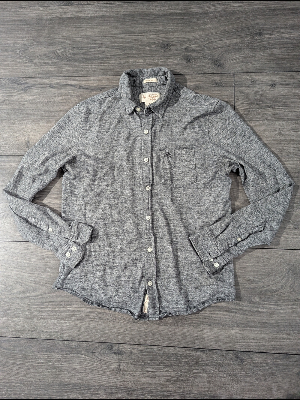 Original Penguin Men's Heather Gray Long-Sleeve Button-Down Shirt